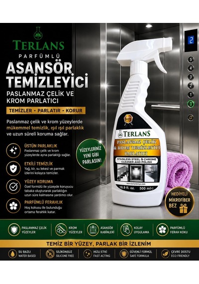 Asansör Temizlik Bakım Seti Kabin Ayna Temizleyici Mikrofiber Bez Belirtilmemiş