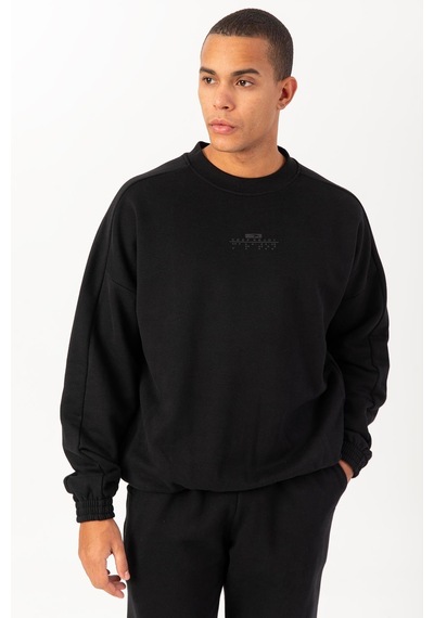Maraton Sportswear Oversize Erkek Bisiklet Yaka Uzun Kol Basic Siyah Sweatshirt 21822-siyah Siyah