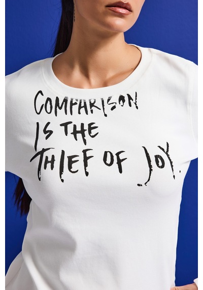 Itsbasic Kadın Beyaz W5 Yazı Baskılı %100 Pamuk Sweatshirt