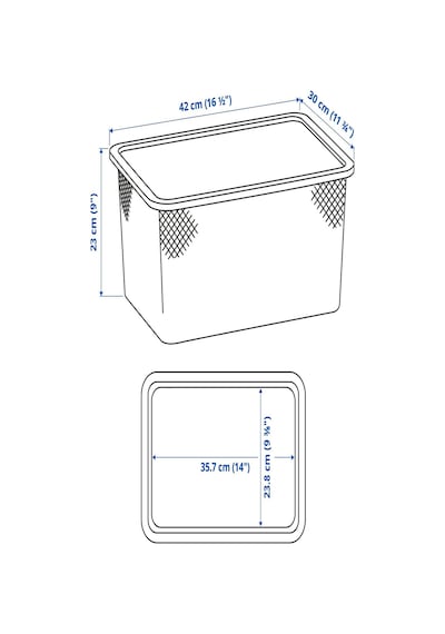 Ikea Gri Şık Saklama Kutusu 42x30x23 Cm Oyuncak Düzenleyici Çocuk Odası Gri-mavi