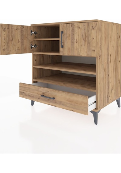 Kronos Şifonyer 4 Raflı Tek Çekmeceli 2 Kapaklı 88x59x96 Çam-çam Çam