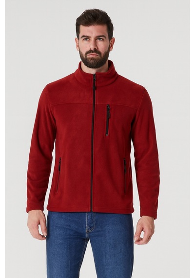 Luxıc Core Erkek Bordo Fermuarlı Polar Ceket Dik Yaka Günlük Ve Outdoor Kullanım