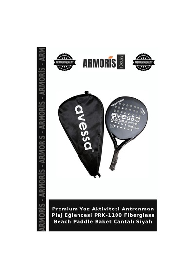 Premium Yaz Aktivitesi Antrenman Plaj Eğlencesi Prk-1100 Fiberglass Beach Paddle Raket Çantalı Siyah