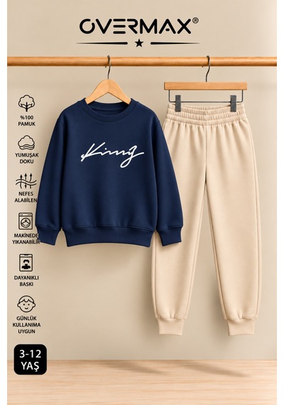 Overmax Italik King Baskılı Kapüşonsuz Sweatshirt Eşofman Takımı 3-12 Yaş Lacivert-bej - 923537849 Lacivert-bej Overmax Italik King Baskılı Kapüşonsuz Sweatshirt Eşofman Takımı 3-12 Yaş Lacivert-bej - 923537849 Lacivert-bej