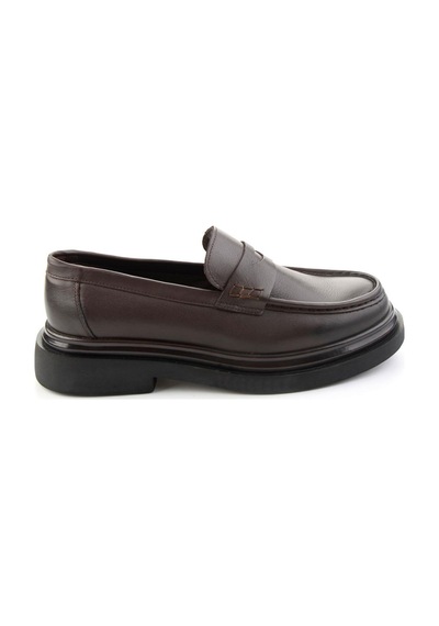 Bambi Kahve Antik Hakiki Deri Erkek Loafer Ayakkabı E01820604841