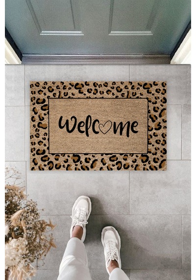 Dormot 1modern Dijital Baskı Paspas - Leopar Welcome Door Mat - Kapi Onu Paspasi Çok Renkli