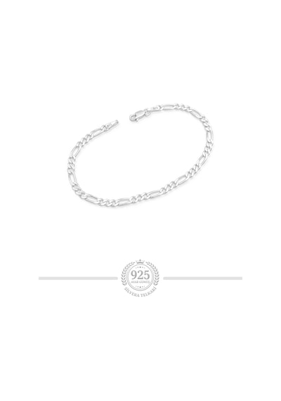 925 Ayar Gümüş Erkek Bileklik 4 Mm Figaro Zincir St423
