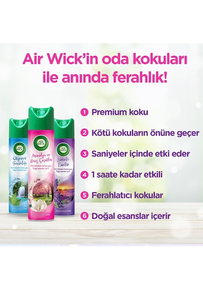 Airwick Sprey Aerosol Manolya Ve Kiraz Çiçeği Oda Kokusu 6 X 300 Ml