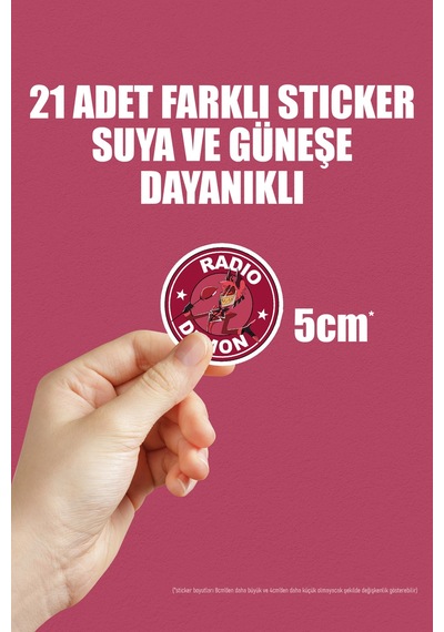 Hazbin Hotel Anime Animasyon Alastor Laptop Bullet Journal Yapışkanlı Folyo Sticker Paketi 21 Adet Çok Renkli