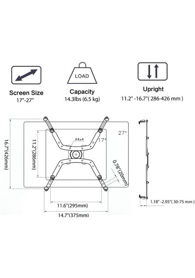 Hpy Pazar Np-1 Vesa Uzatma Adaptörü 17 27" Montaj Deliksiz Monitörler İçin