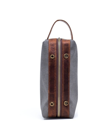 Gillario Design 06 Unisex Suni Kanvas+deri Gri-taba Eskitme Dopp Kit