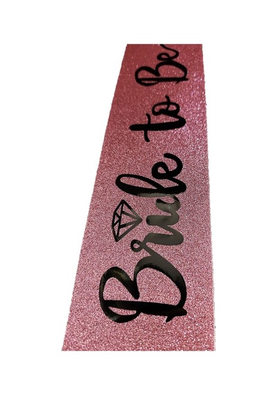 Pembe Üzeri Siyah İtalik Alyanslı Bride To Be Yazılı Simli Işıltılı Kuşak Kemer 10x80 Cm " 95692858