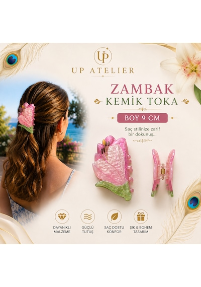 Sedefli Zambak Kemik Toka 9cm Pembe