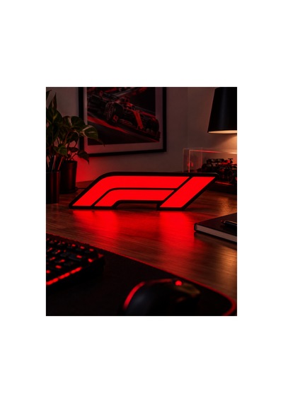 F1 Formula Led Lightbox Dekoratif Masa Lambası Kırmızı Işıklı Prizli Anahtarlı 26x7 Cm Kırmızı