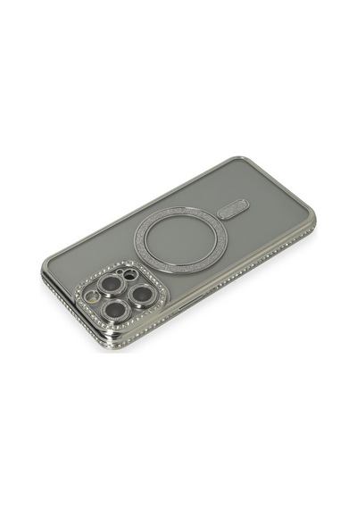Apple Uyumlu iPhone 15 Pro Uyumlu Kılıf Joke Simli Magneticsafe Kılıf - Gri
