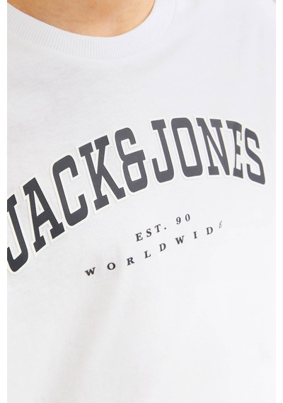 Jack & Jones Jjecaleb Varsıty Tee Ss O Beyaz Erkek Çocuk Kısa Kol T-shirt Beyaz