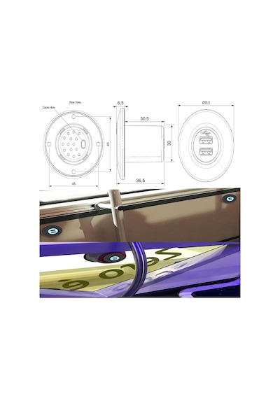 Sanel Usb Şarj Ünitesi Üniversal 12V24V 2Amp Mavi Ledli Suc2B