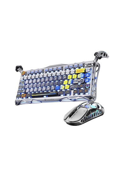 Gravastar Mercury K1 Pro+x Kablosuz Rgb Işıklı Mekanik Q Gaming Klavye Ve Optik Mouse Seti, Uzay Gri Optik