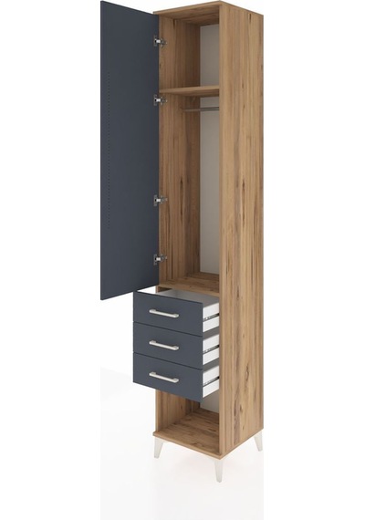 Hyperion Dolap 2 Raflı 3 Çekmeceli Tek Askılı 44x44x243 Çam-antrasit Atlas Çam Hyperion Dolap 2 Raflı 3 Çekmeceli Tek Askılı 44x44x243 Çam-antrasit Atlas Çam