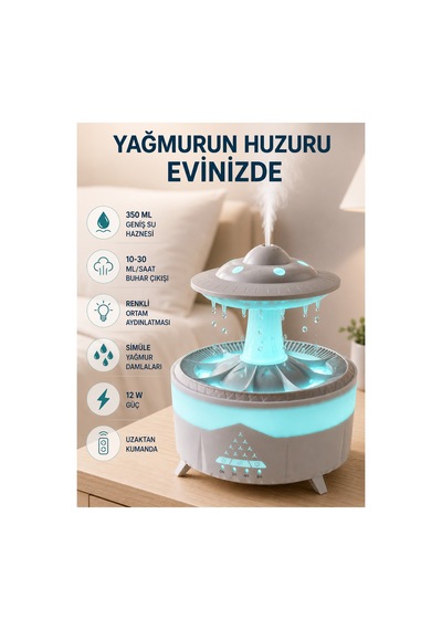 Astraltech 350 Ml Ufo Tasarımlı Ultrasonik Hava Nemlendirici Yağmur Efektli Gece Lambası