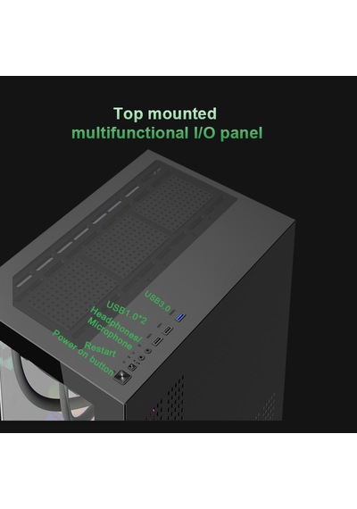 Atheron Lion Panoramik Siyah Gaming Kasa 6x120mm Argb Fanlı 360mm Sıvı Soğutma Destekli Temperli Cam