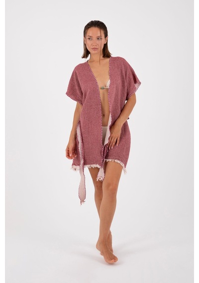 Dokubba - Kimono - Peştemal Kimono - Müslin Kimono - Selimiye Bordo Bordo