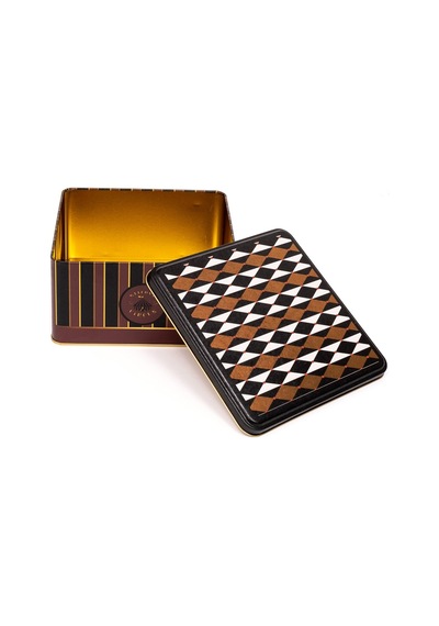 Circus Black Desenli Kare Metal Saklama Kabı 19.8 x 19.8 x 10 CM 3.7 L Çok Renkli