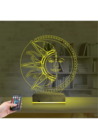 Luvivia Mistik Güneş Ay 3d Lamba - Masa Gece Lambası Şeffaf