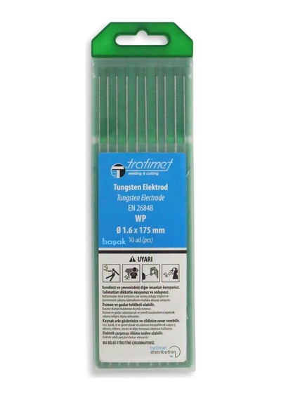1,6 Mm Wp Yeşil-saf Tungsten Elektrot 175 Mm Trafimet Adet Fiyatı