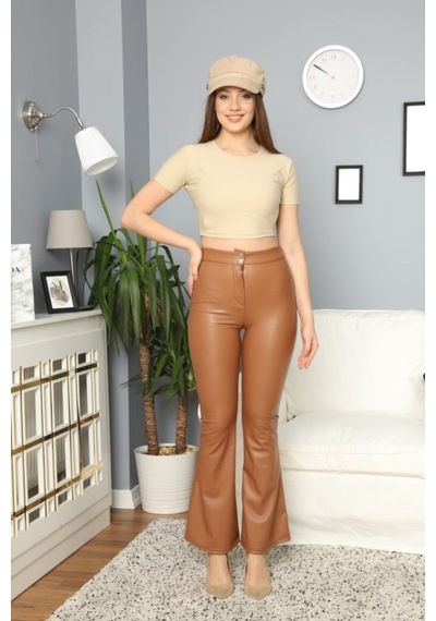Winmoda34 Deri Ispanyol Pantolon Taba