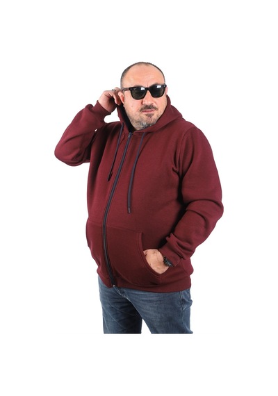 Moc Grande Mocgrande Büyük Beden Unisex Kapüşonlu 3Ip Sweat 11701 Murdum Mürdüm