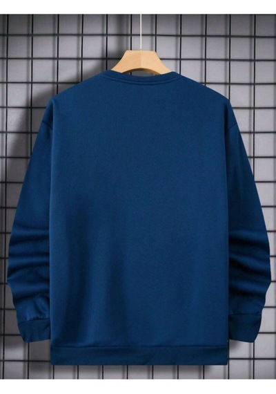 Altamira Erkek Petrol Mavi Monaco Baskılı Bisiklet Yaka Sweatshirt 001