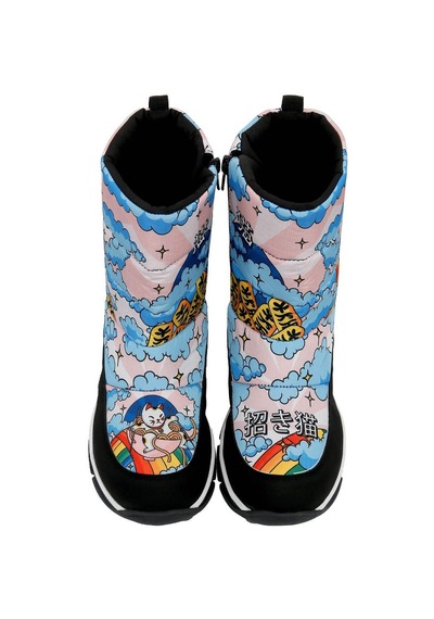 Kadın Vegan Çok Renkli Kar Botu - The Lucky Cat Tasarım Multicolor