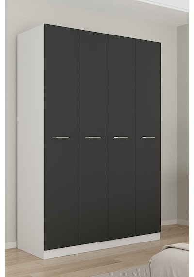 Aeka Ae-3190 Burç 4 Kapaklı Çok Bölmeli Askılı Raflı Ve Çekmeceli 210x140x53cm Gardırop Beyaz - Antrasit Aeka Ae-3190 Burç 4 Kapaklı Çok Bölmeli Askılı Raflı Ve Çekmeceli 210x140x53cm Gardırop Beyaz - Antrasit