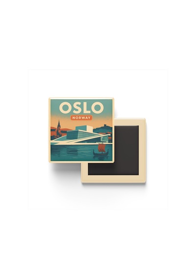 9x9 Cm Buzdolap Magnetleri - Oslo Norveç - Avrupa Serisi