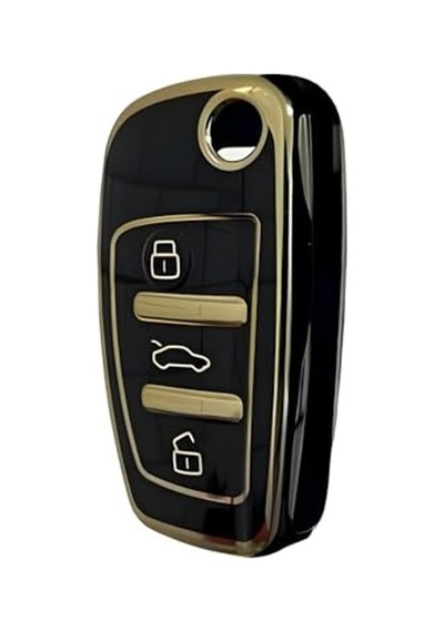 Autohan Keys Audi A1 A3 A4 A5 A6 A7 Q3 Q5 Q7 Serisi Nano Anahtar Koruma Kılıfı, Siyah-altın