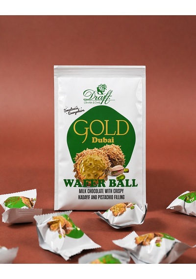 Draft Gold Çıtır Kadayıflı Antep Fıstıklı Dolgulu Sütlü Çikolata Kaplamalı Gofret 150g