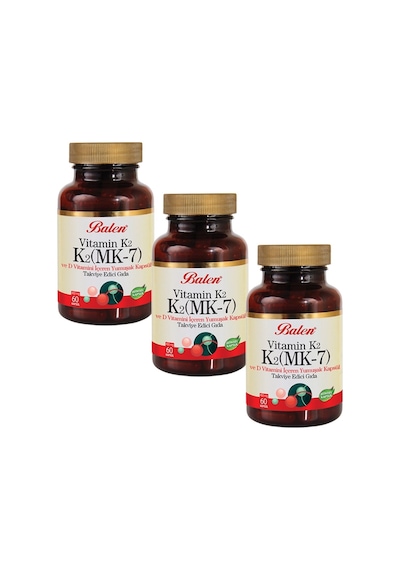 Balen Vitamin K2 Mk-7 Ve D Vitamini 450 Mg 60 Kapsül 3 Adet