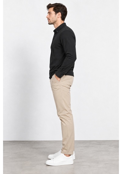 Bihan Store Erkek Polo Yaka Uzun Kollu Sweatshirt W27-8323 - Siyah