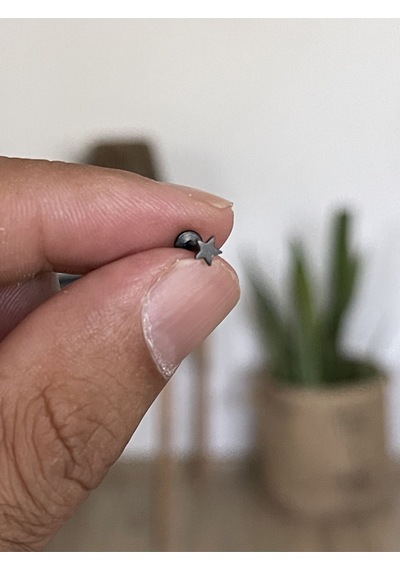 316 L Cerrahi Çelik Tragus Helix Kıkırdak Conch Minik Yıldız Piercing Gümüş - Bronz