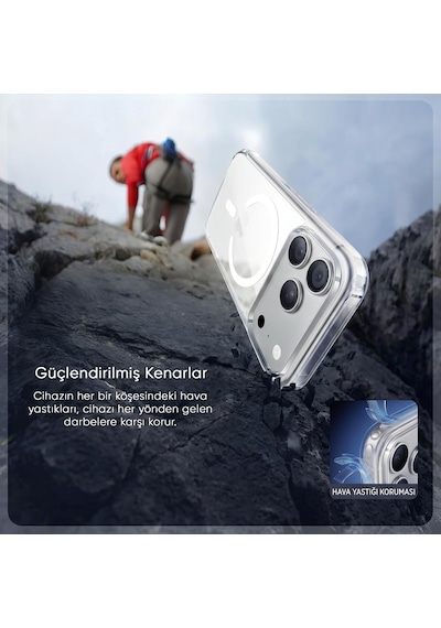 İphone 17 Pro Max İçin Ultra Super Şeffaf Magsafe İle Uyumlu Gerçek 9h Temperli Cam Arka Yüzey - Darbe Emici Tpu Yan Kenarlar, Kristal Berraklığında Şeffaf Kılıf 17 Pro Max