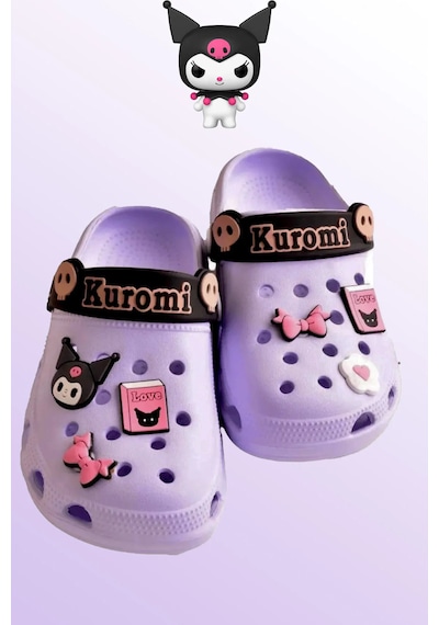 Kids World Kuromi Karakter Kız Çocuk Önü Kapalı Havuz Plaj Sokak Terliği Mor