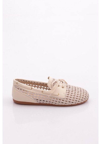 Dgn B00112 Kadin Delikli Oxford Ayakkabi Bej