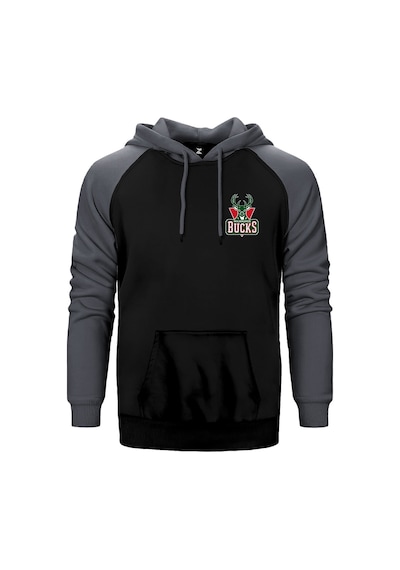 Milwauke Bucks Green Logo Gri Renk Reglan Kol Kapşonlu Sweatshirt Gri