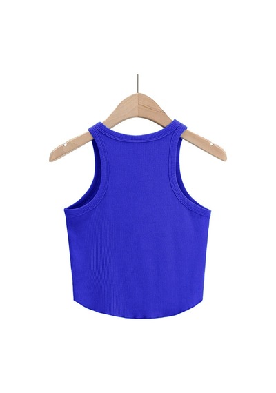 Liona Kadın Oval Etekli Mavi Renk Bisiklet Yaka Crop Top Bluz 001