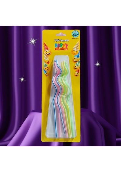 Renkli Spiral Pasta Mumu 8 Adet Renkli Spiral Doğum Günü Mumu Multi Color Spiral Bırthday Candle