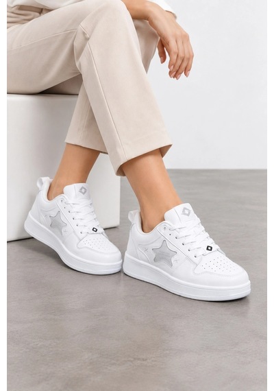 Ht Hotin Rhino Kadın Yıldız Detaylı Bağcıklı Günlük Sneaker Ayakkabı - Beyaz