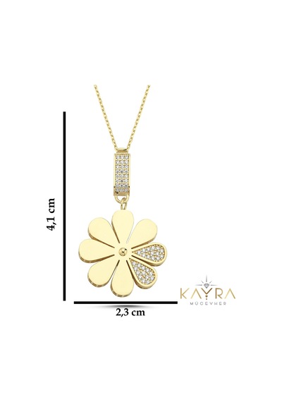 Çiçek Altın Kolye Ak455