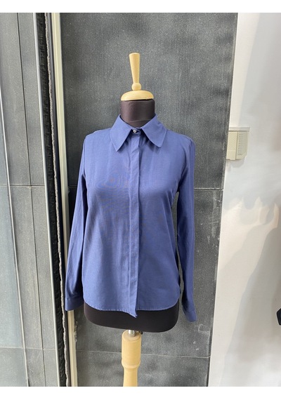 Pera Moda Kadın Slim Fit Pamuklu Ofis Gömleği Lacivert