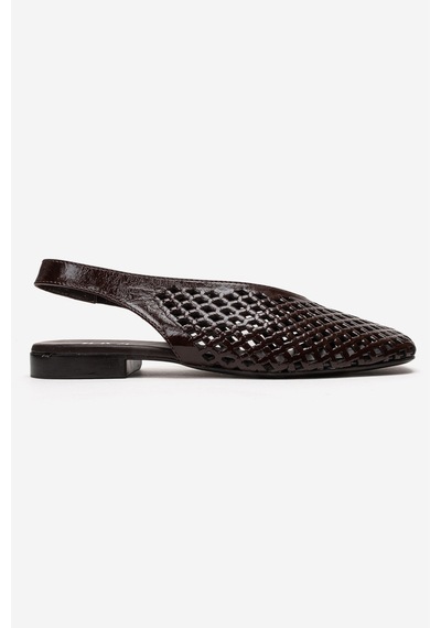 Luvishoes Delızıa Kahverengi Rugan Hakiki Deri Önü Kapalı Lazer Kesim Kadın Sandalet